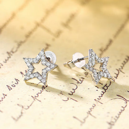 14K Hollow Pentagram Earrings