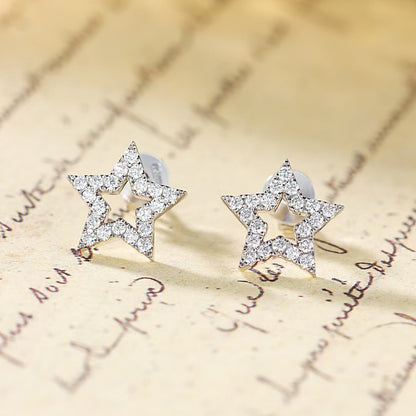 14K Hollow Pentagram Earrings