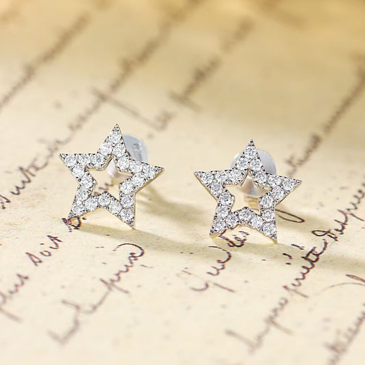 14K Hollow Pentagram Earrings