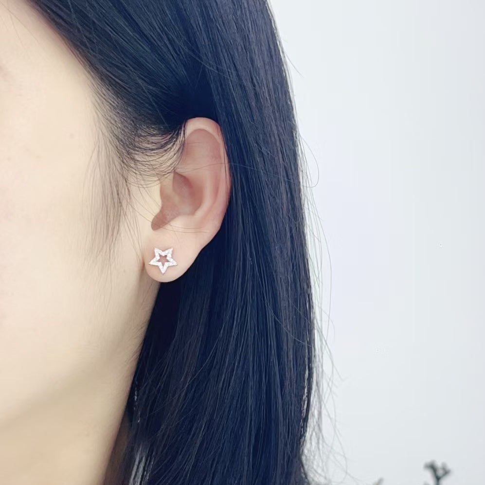 14K Hollow Pentagram Earrings