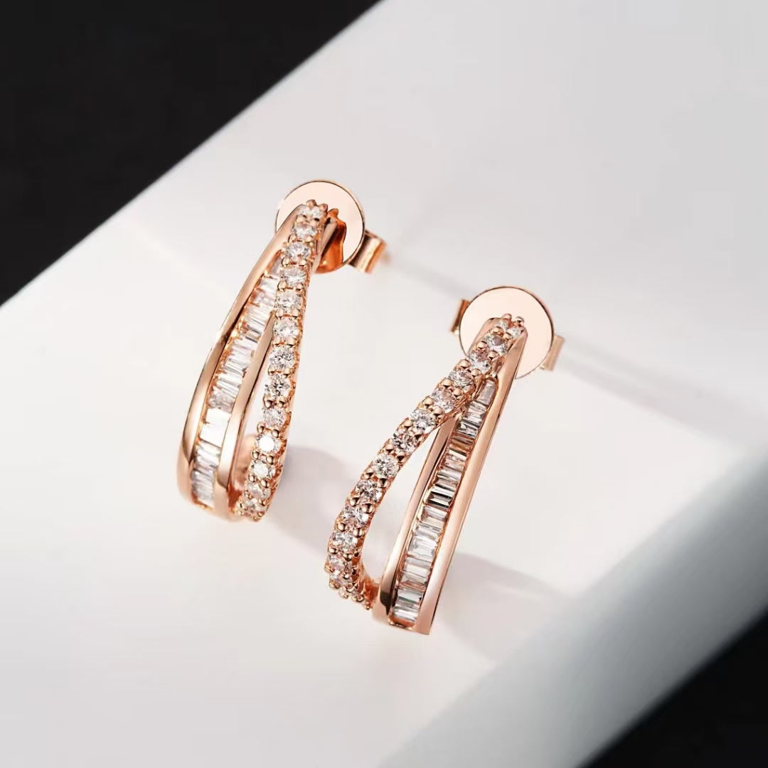 Lab Grown Diamond Round T-shaped Earrings