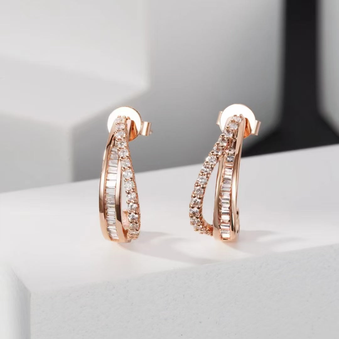 Lab Grown Diamond Round T-shaped Earrings