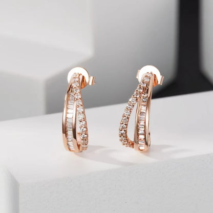 Lab Grown Diamond Round T-shaped Earrings