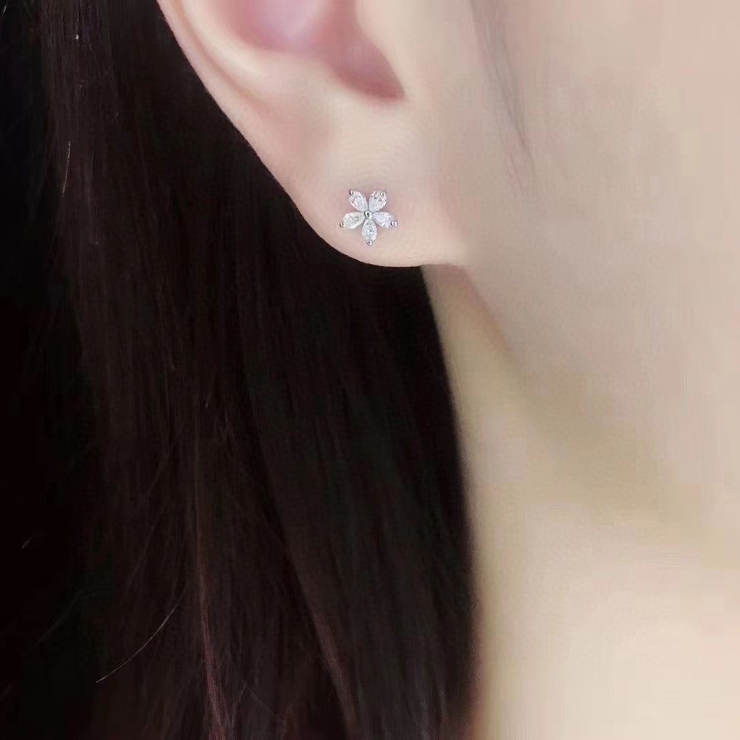 Five Flower Water Droplet Earrings (AB model)