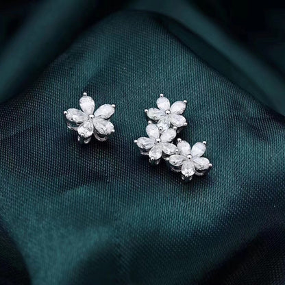 Five Flower Water Droplet Earrings (AB model)