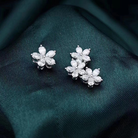 Five Flower Water Droplet Earrings (AB model)