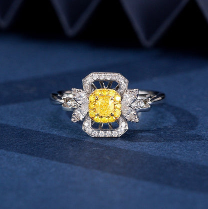 14K Yellow Diamond Butterfly Pillow Ring