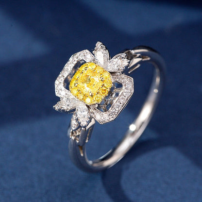 14K Yellow Diamond Butterfly Pillow Ring