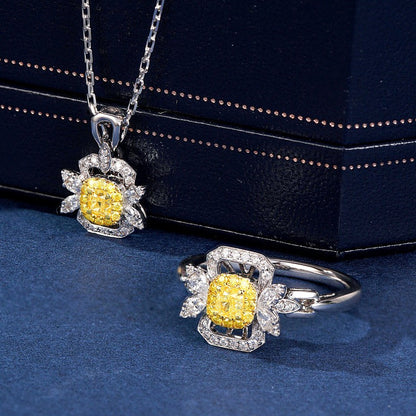 14K Yellow Diamond Butterfly Pillow Ring