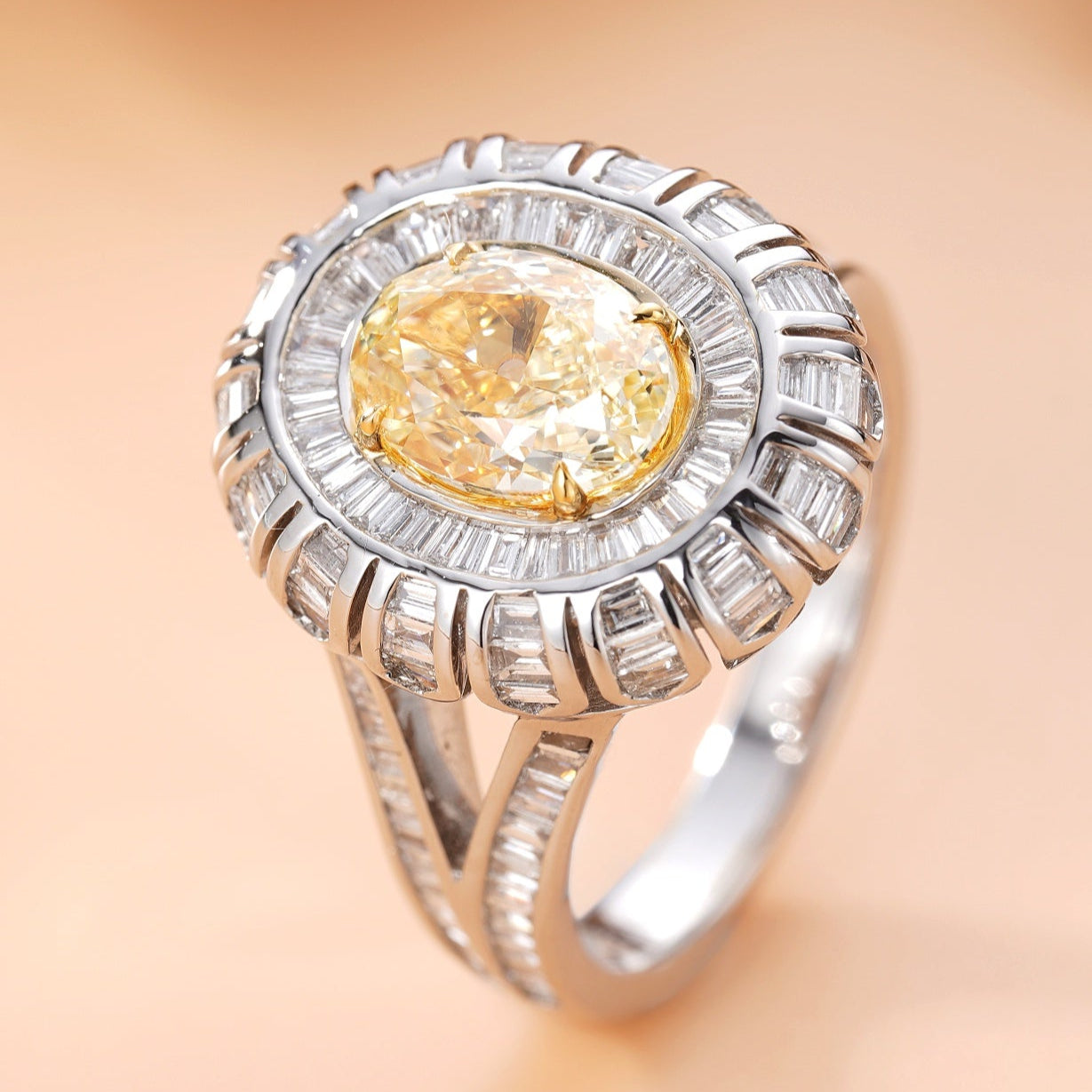 14K Yellow Diamond Elliptical Ring
