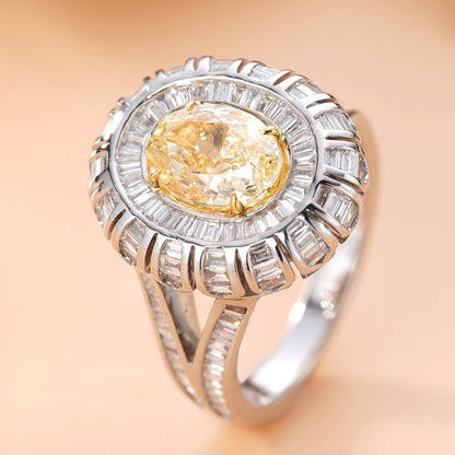 14K Yellow Diamond Elliptical Ring