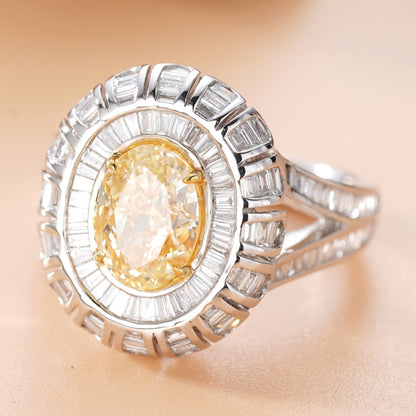 14K Yellow Diamond Elliptical Ring