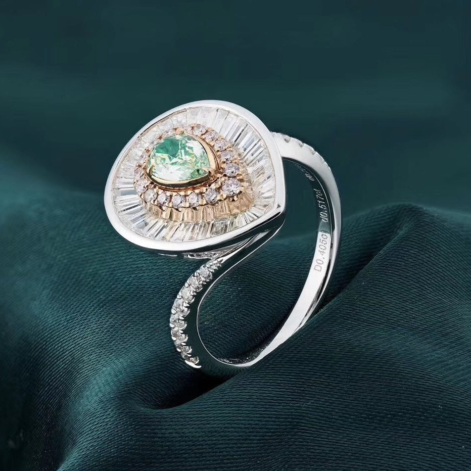 14K Green Diamond Ring