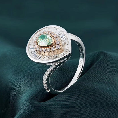 14K Green Diamond Ring