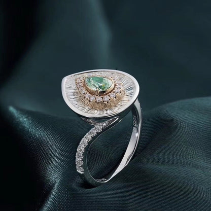14K Green Diamond Ring