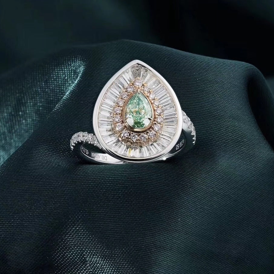 14K Green Diamond Ring