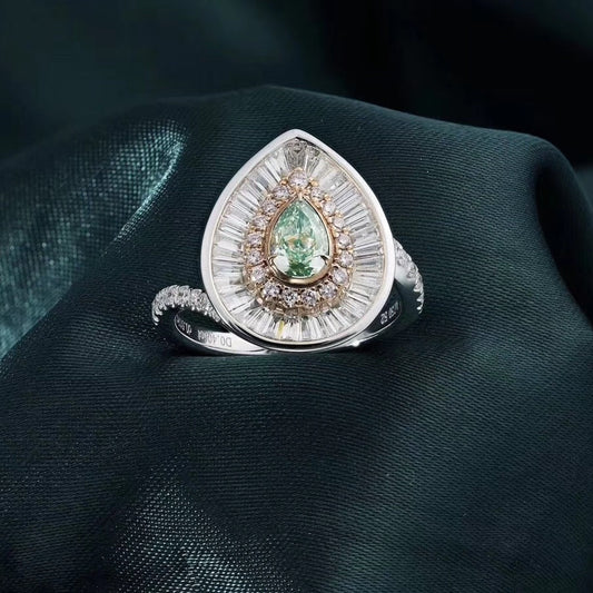 14K Green Diamond Ring