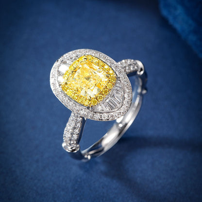 14K Yellow Diamond Pillow Shaped Round T Three-Dimensional Ring
