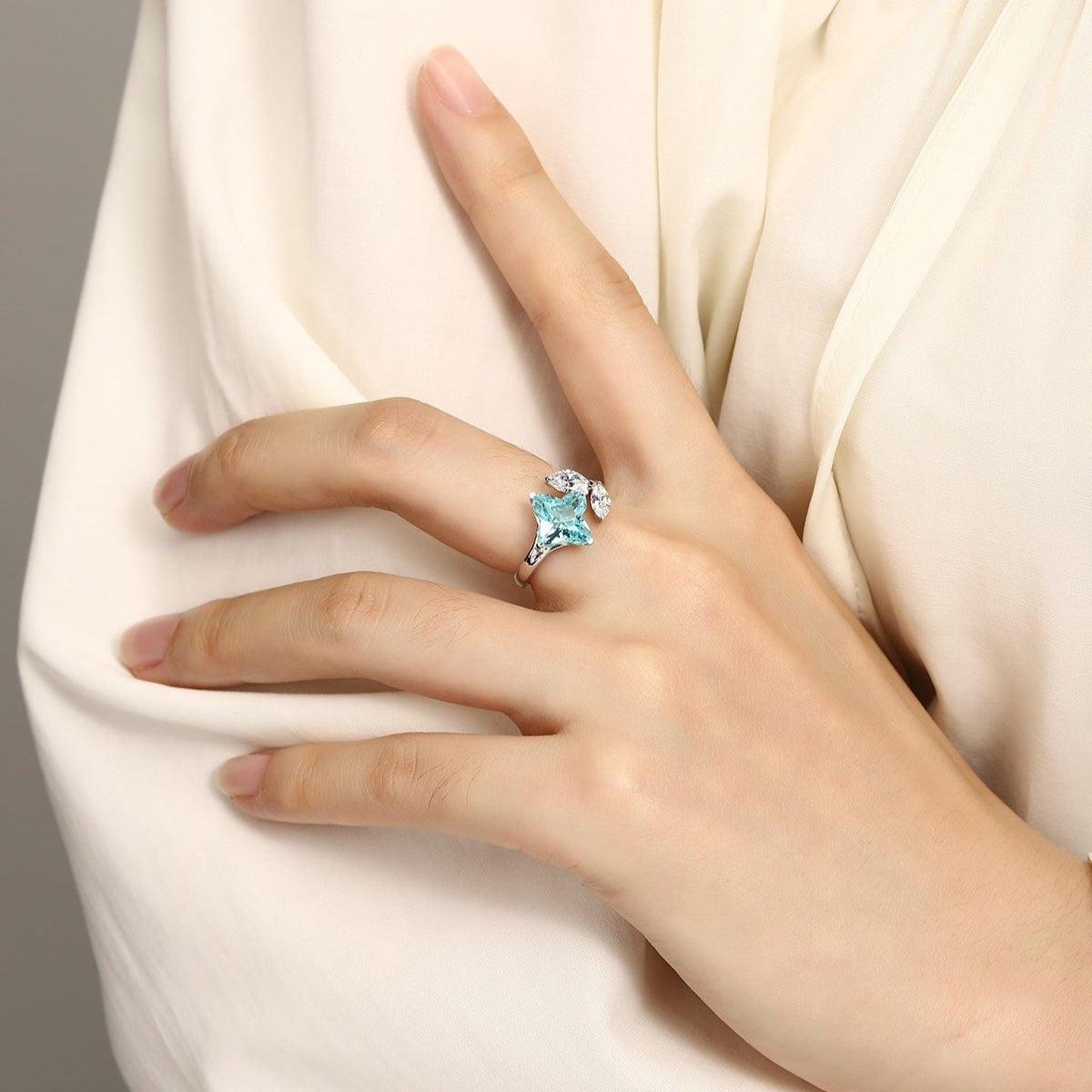 S925 Silver Cultivation Paraiba Ring