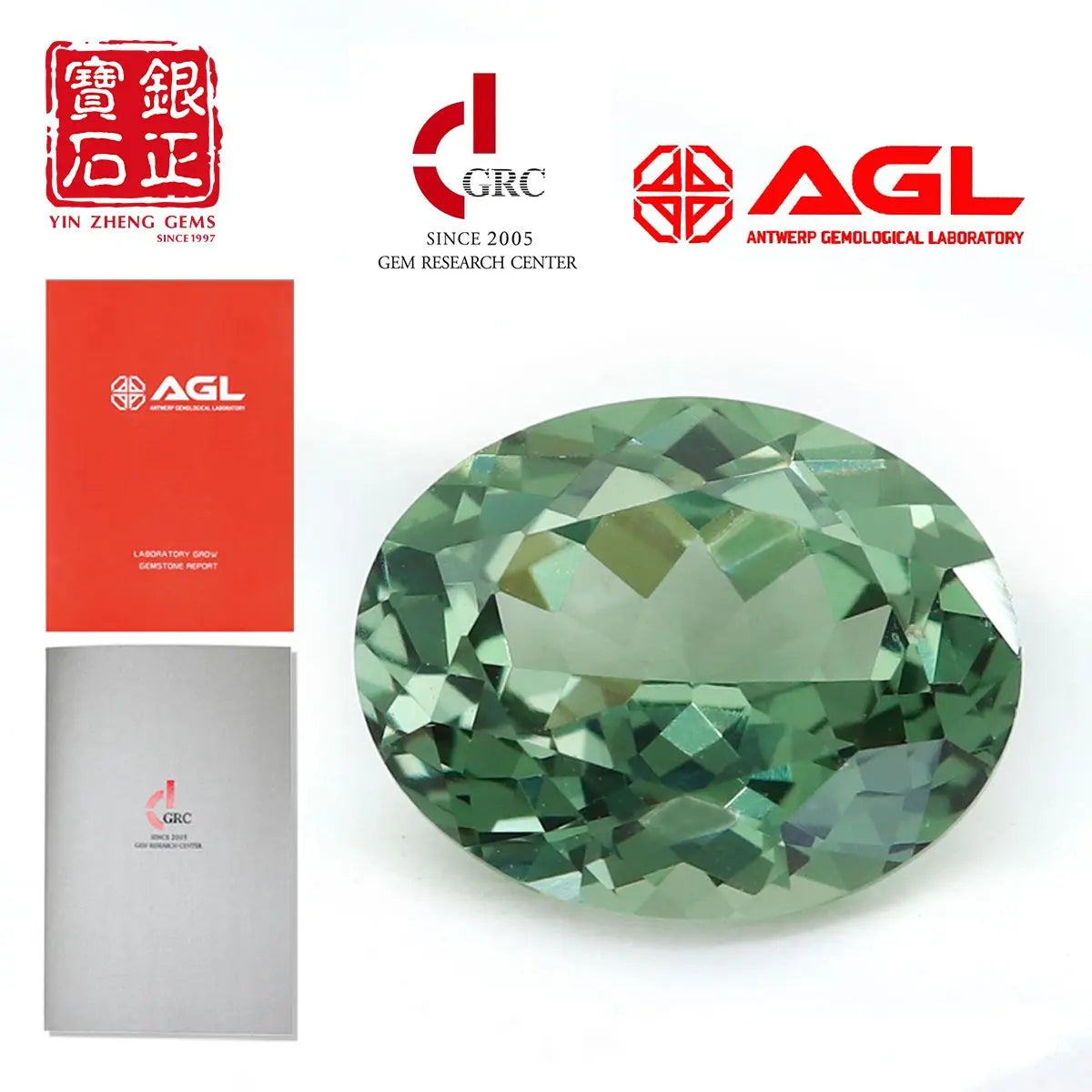 Flame Melted Lab Grown Green Spinel Oval Shape