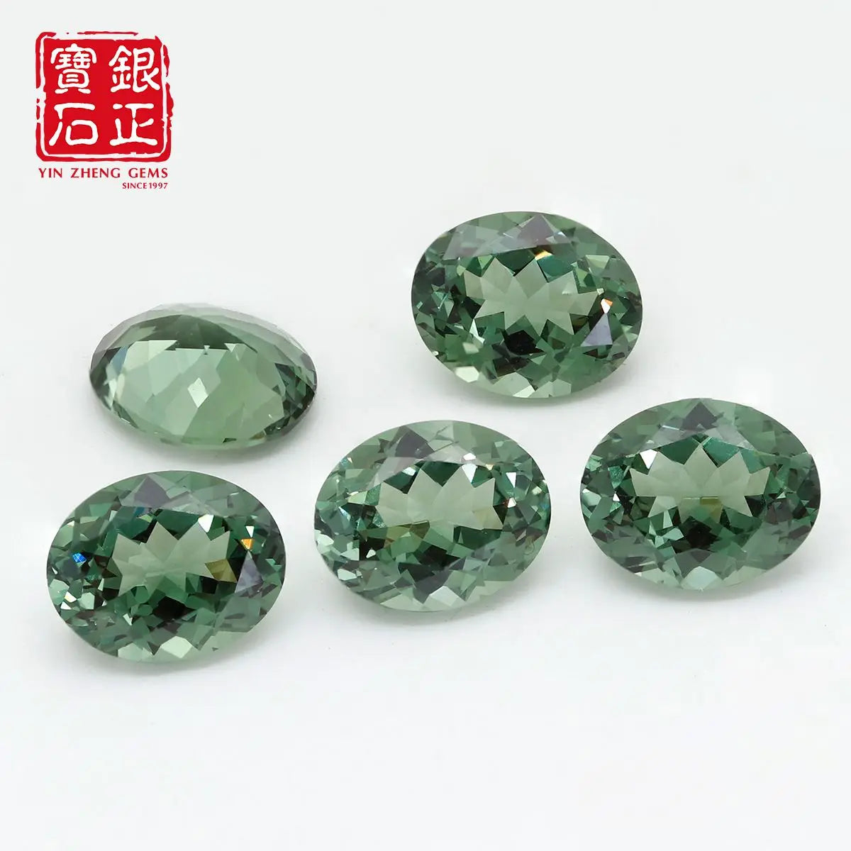 Flame Melted Lab Grown Green Spinel Oval Shape