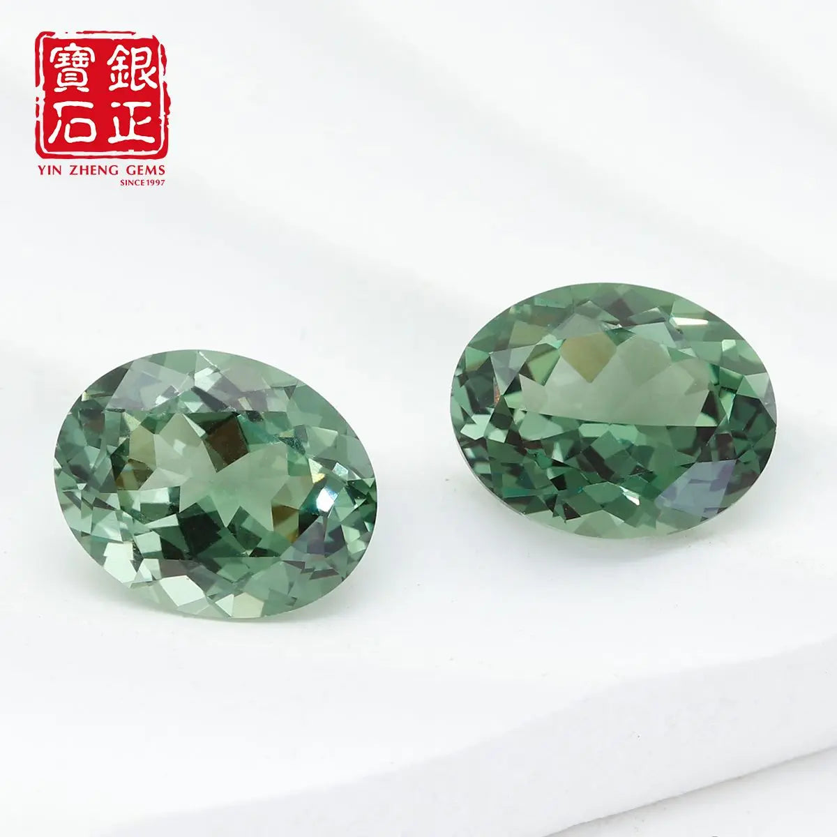 Flame Melted Lab Grown Green Spinel Oval Shape