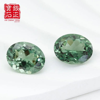 Flame Melted Lab Grown Green Spinel Oval Shape