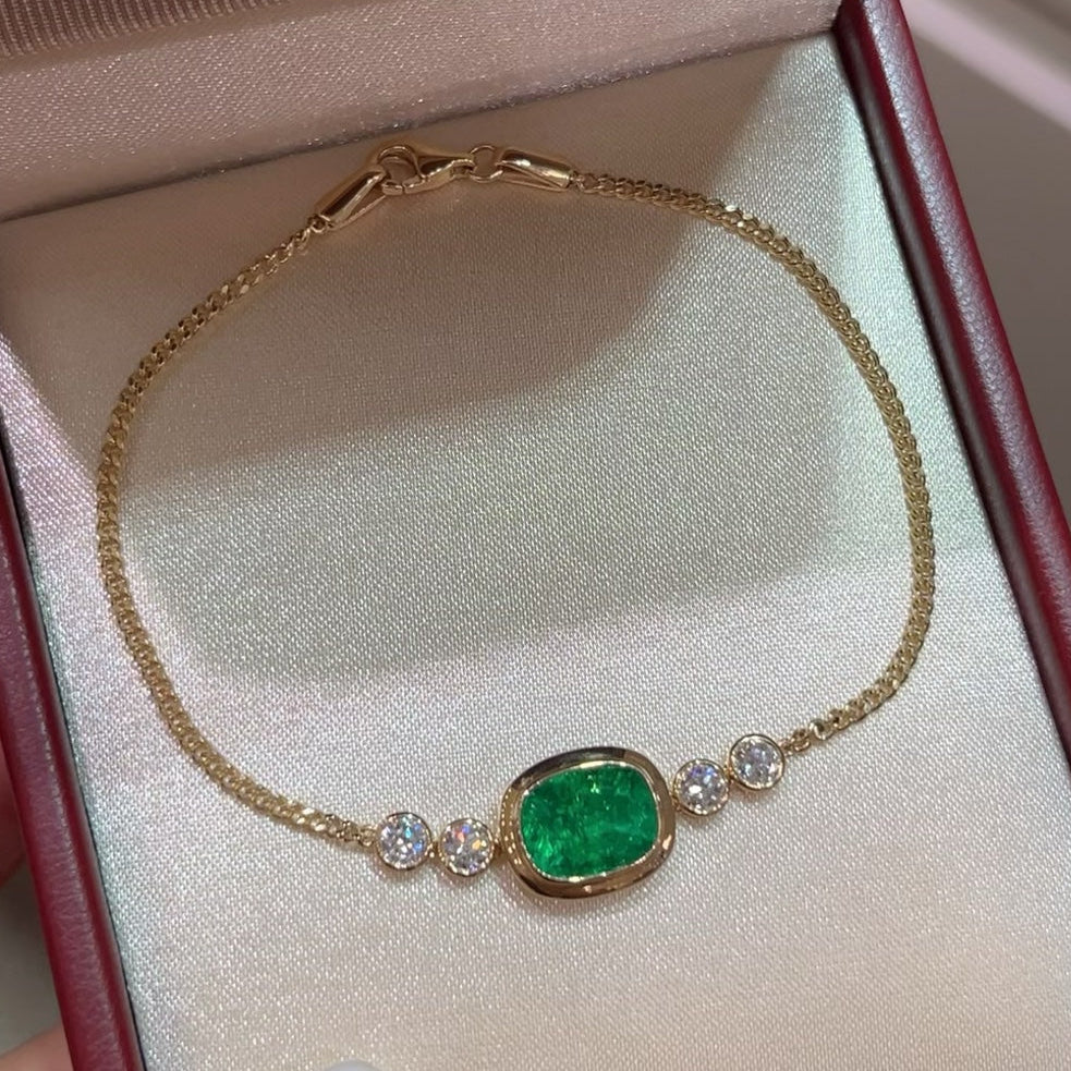14K Gold 1.85ct Lab Grown Emerald Bracelet