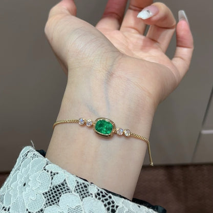 14K Gold 1.85ct Lab Grown Emerald Bracelet