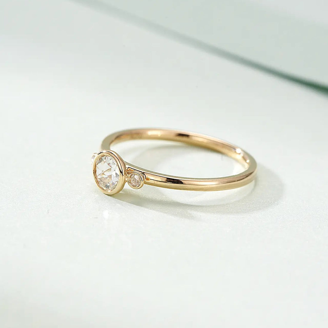 14K Gold Retro Rose Cut Circular Bubble Ring