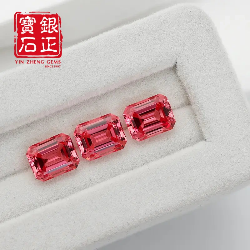 5A Lab Grown Papalacha Sapphire Emerald Cut
