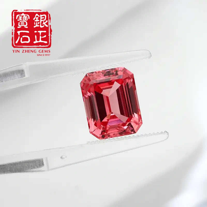 5A Lab Grown Papalacha Sapphire Emerald Cut