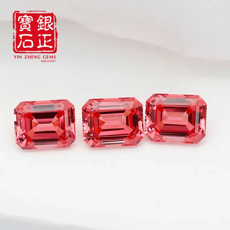 5A Lab Grown Papalacha Sapphire Emerald Cut
