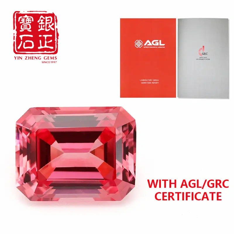 5A Lab Grown Papalacha Sapphire Emerald Cut