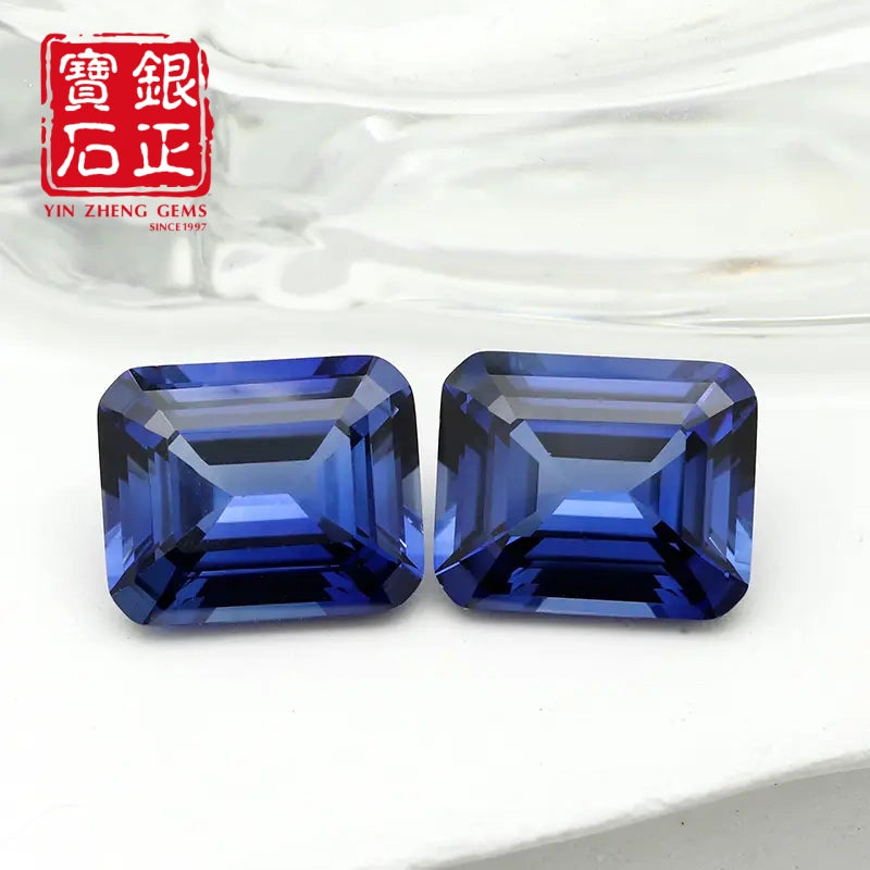 Precision Cut Cornflower Sapphire Emerald Cut