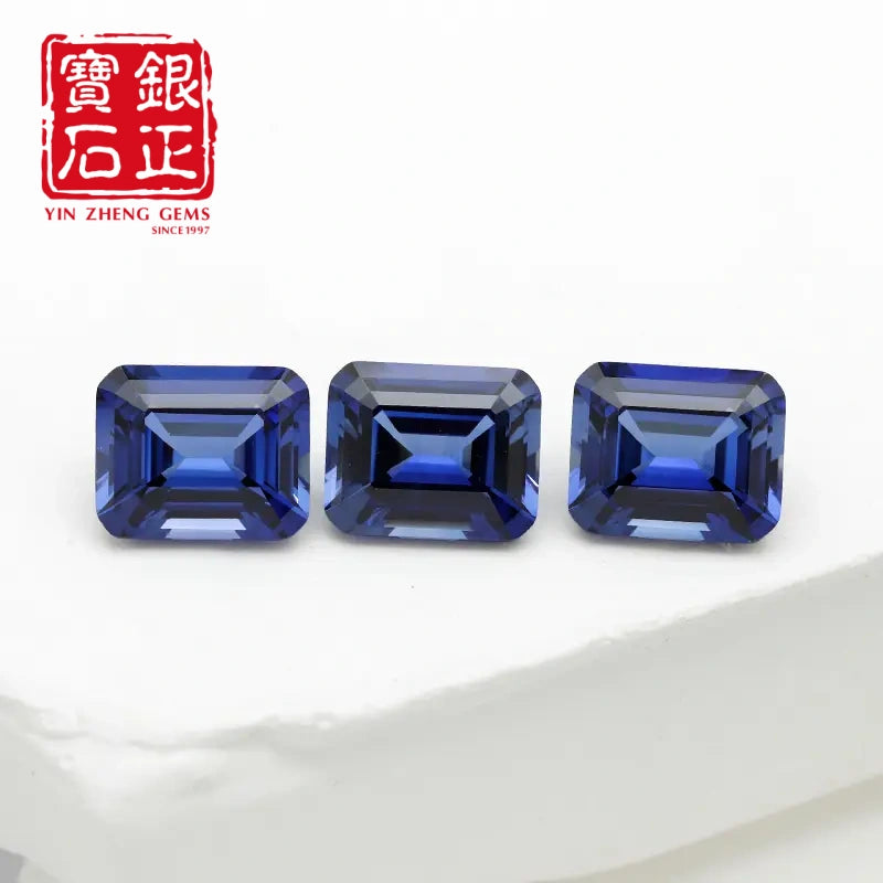 Precision Cut Cornflower Sapphire Emerald Cut