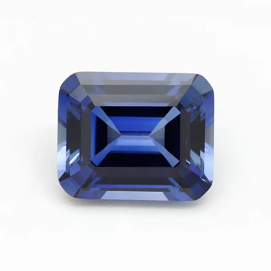 Precision Cut Cornflower Sapphire Emerald Cut