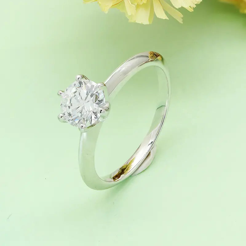 S925 silver Classic Elegant Style 1ct Round Lab Grown Diamond Ring