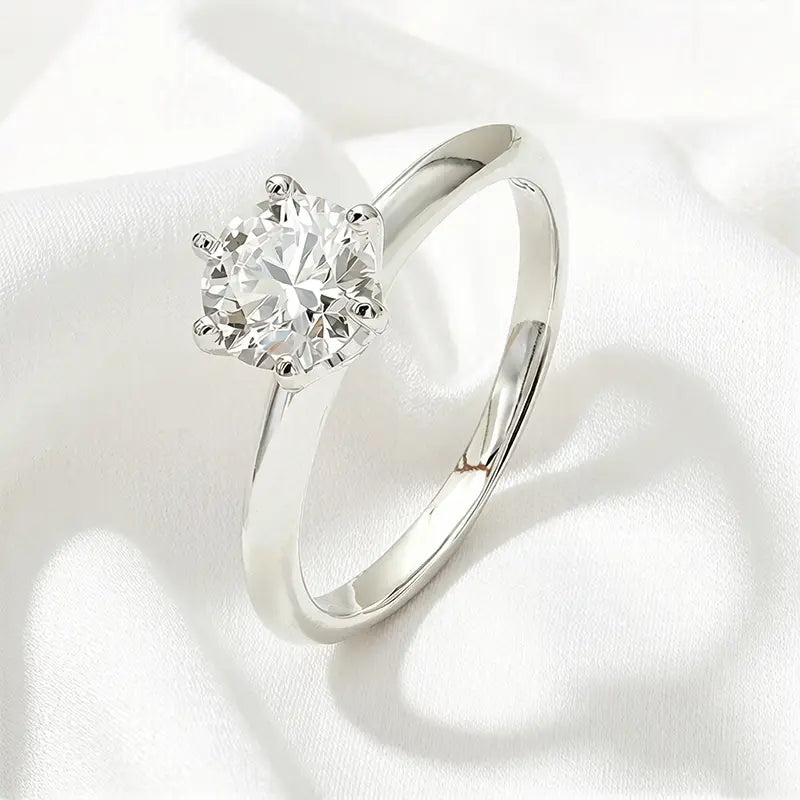 S925 silver Classic Elegant Style 1ct Round Lab Grown Diamond Ring