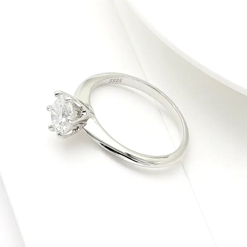 S925 silver Classic Elegant Style 1ct Round Lab Grown Diamond Ring