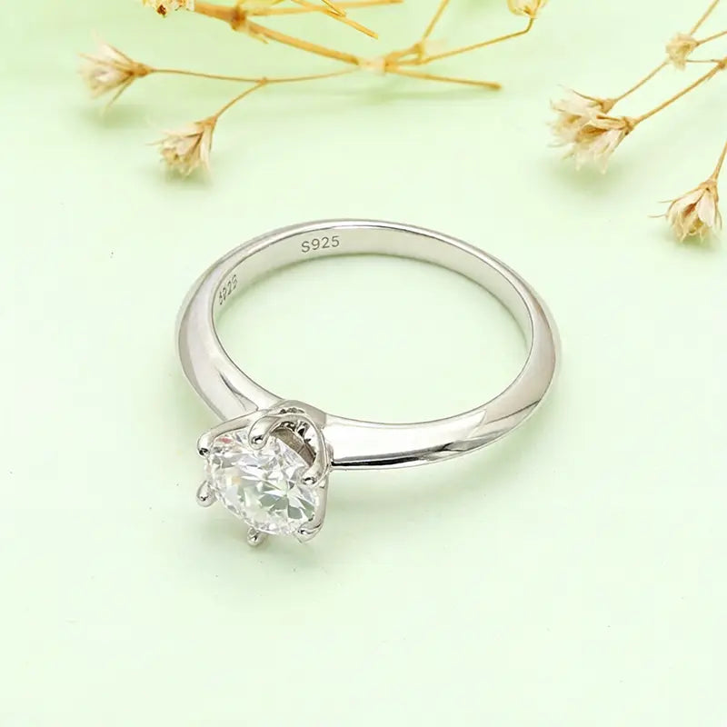 S925 silver Classic Elegant Style 1ct Round Lab Grown Diamond Ring