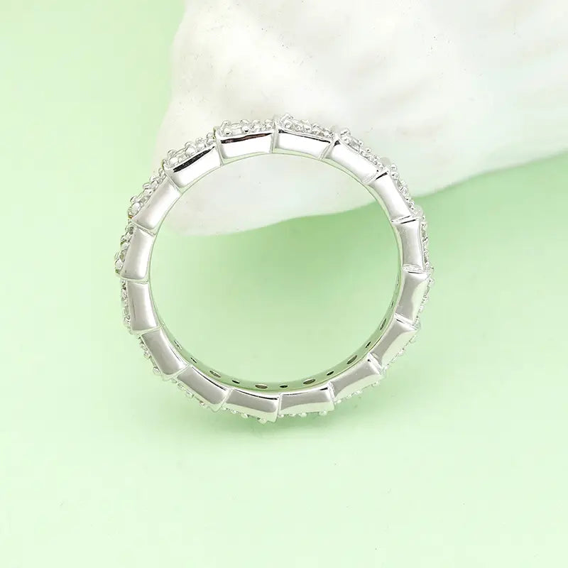 S925 Sterling Silver Luxury Pave Setting Snake Lab Grown Diamond Ring