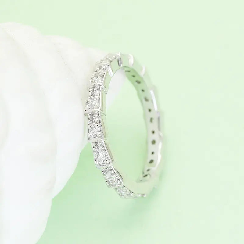 S925 Sterling Silver Luxury Pave Setting Snake Lab Grown Diamond Ring