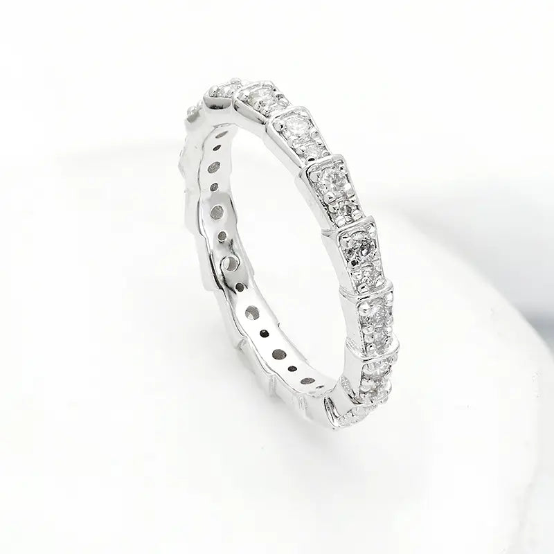 S925 Sterling Silver Luxury Pave Setting Snake Lab Grown Diamond Ring