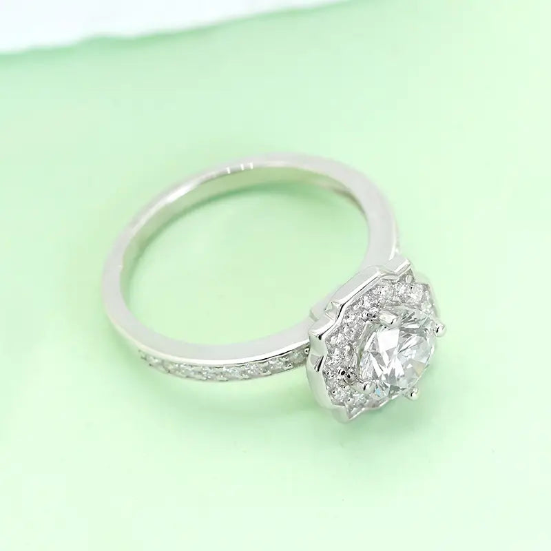 S925 Silver Luxury Floral Cut Lab Grown Diamond Ring