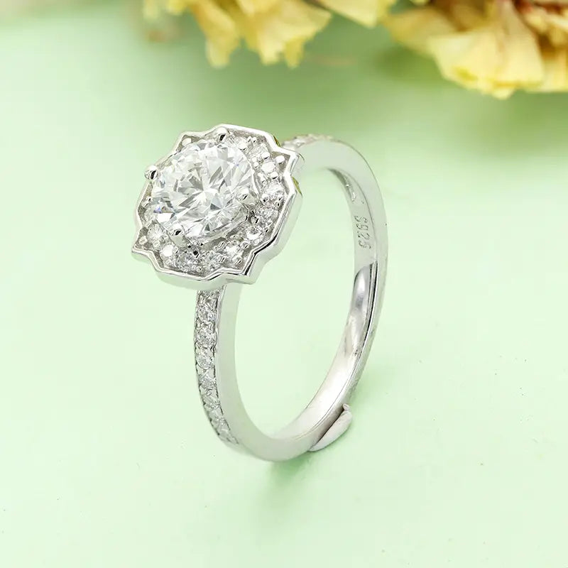 S925 Silver Luxury Floral Cut Lab Grown Diamond Ring