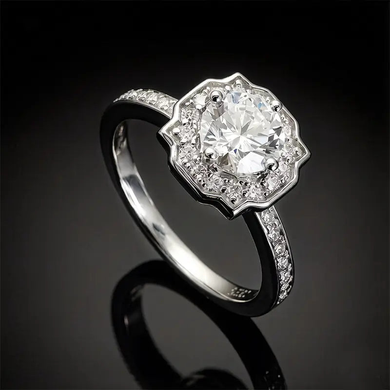 S925 Silver Luxury Floral Cut Lab Grown Diamond Ring