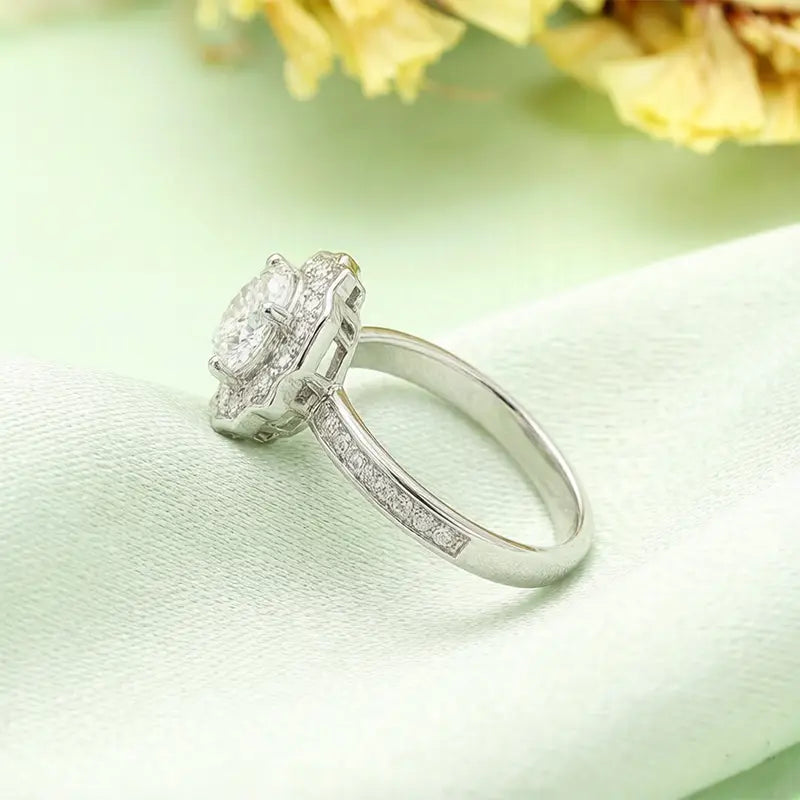 S925 Silver Luxury Floral Cut Lab Grown Diamond Ring