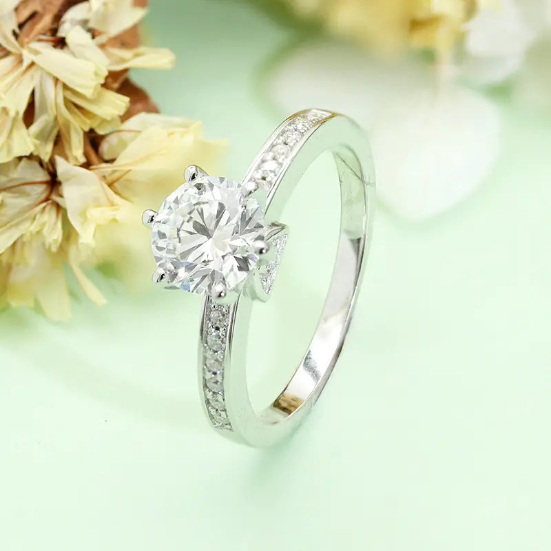 S925 Silver Light Luxury 1ct Lab Grown Diamond Six‑Prong Ring