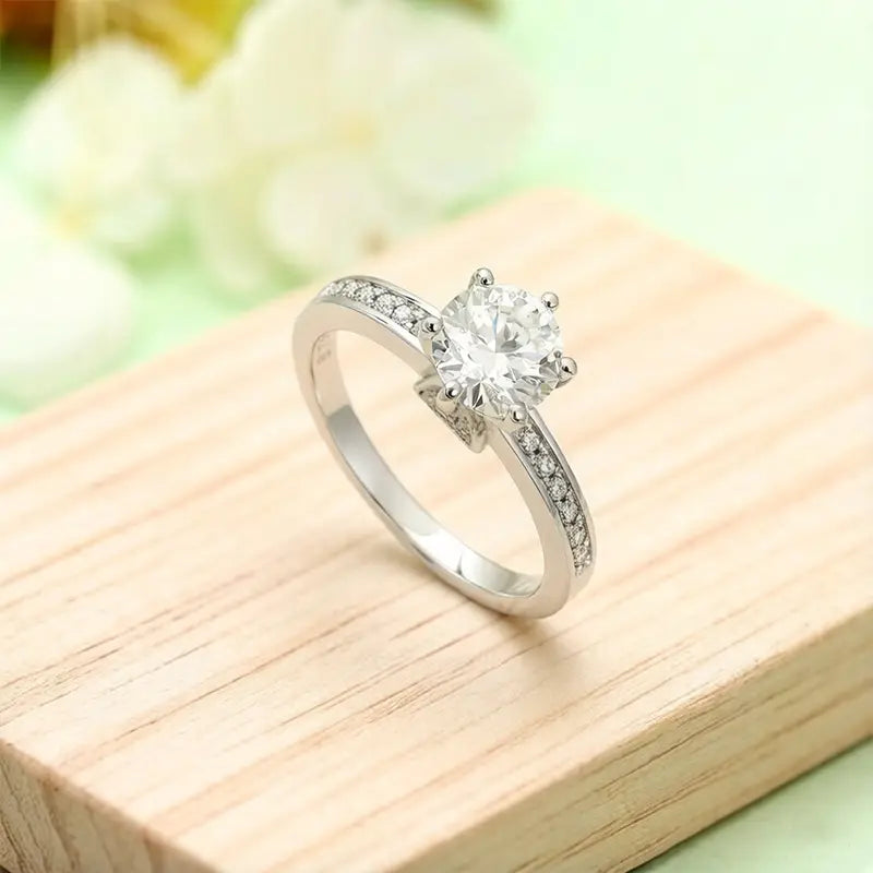 S925 Silver Light Luxury 1ct Lab Grown Diamond Six‑Prong Ring